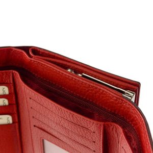 Divatos női bőr pénztárca elegáns megjelenésű lakozott felületű valódi bőrből , Nicole márkás fémlogóval fedelén