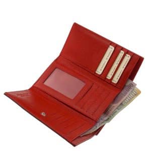 Divatos női bőr pénztárca elegáns megjelenésű lakozott felületű valódi bőrből , Nicole márkás fémlogóval fedelén