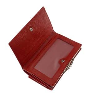 Divatos női bőr pénztárca elegáns megjelenésű lakozott felületű valódi bőrből , Nicole márkás fémlogóval fedelén