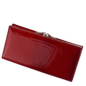 Igazán divatos valódi bőr női pénztárca piros színben , Nicole márkás fémlogóval fedelén
