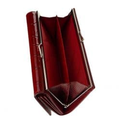 Igazán divatos valódi bőr női pénztárca piros színben , Nicole márkás fémlogóval fedelén