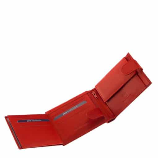 Kisméretű és egyben praktikus női bőr pénztárca, melyet finom tapintású piros színű valódi bőrből gyártottunk RFID védelemmel ellátott modell