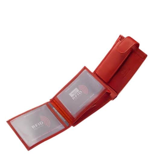 Puha tapintású piros színű bőr felhasználásával gyártott, kisméretű női pénztárca a LA SCALA márkacsaládtól RFID védelemmel.