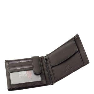 Finom tapintású, puha kikészítésű valódi bőrből készült férfi bőr pénztárca a LA SCALA márka RFID védelemmel tervezett kollekciójából.