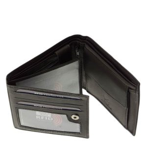 Finom tapintású, puha kikészítésű valódi bőrből készült férfi bőr pénztárca a LA SCALA márka RFID védelemmel tervezett kollekciójából.