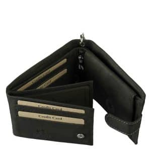 Egyedi motoros mintás férfi bőr pénztárca modellünk kissé rusztikus, minőségi valódi bőrből külső kapcsolópánttal fekete színben.