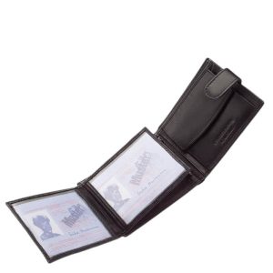 Chioco márkanévvel forgalmazott minőségi valódi bőr pénztárca fekete színben, magas bőr és munka minőségben praktikus kialakítással.