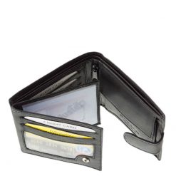 Chioco márkanévvel forgalmazott minőségi valódi bőr pénztárca fekete színben, magas bőr és munka minőségben praktikus kialakítással.