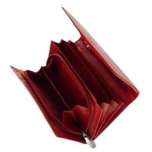 Valódi nappa bőrből készített, minőségi Chioco márkájú nagy méretű női divat bőr pénztárca, melyet fekete és piros színben kínálunk.