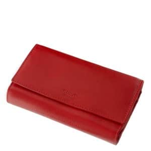 Kellemes tapintású minőségi valódi bőr alkalmazásával készült nagy méretű Chioco márkás női pénztárca divatos piros és fekete színben.
