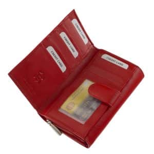 Kellemes tapintású minőségi valódi bőr alkalmazásával készült nagy méretű Chioco márkás női pénztárca divatos piros és fekete színben.