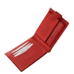 Magas minőségű kártyatartós kialakítással készült, valódi bőr női pénztárca, mely ideális választás lehet ebben a piros színben.