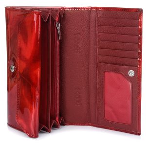 Az aktuális divatot követő nagy méretű lakk bőr női pénztárca, mely fényes piros színben kapható a divatos ALESSANDRO PAOLI márkától.