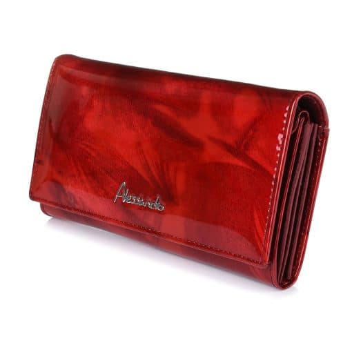Az aktuális divatot követő nagy méretű lakk bőr női pénztárca, mely fényes piros színben kapható a divatos ALESSANDRO PAOLI márkától.