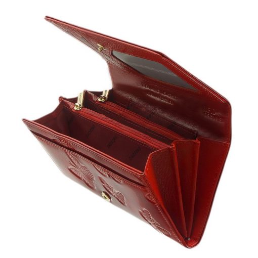 Nagy méretű GREGORIO lakk bőr női pénztárca, mely elegáns piros színben és díszdobozos kivitelben érhető el áruházunkban.