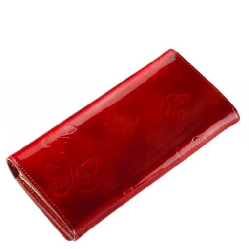 Nagy méretű GREGORIO lakk bőr női pénztárca, mely elegáns piros színben és díszdobozos kivitelben érhető el áruházunkban.