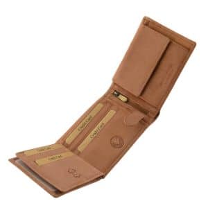 Sportos stílusú , divatos megjelenésű barna színű valódi bőr felhasználásával készült férfi pénztárca, igazán praktikus belső kialakítással.