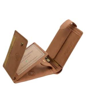 Sportos stílusú , divatos megjelenésű barna színű valódi bőr felhasználásával készült férfi pénztárca, igazán praktikus belső kialakítással.