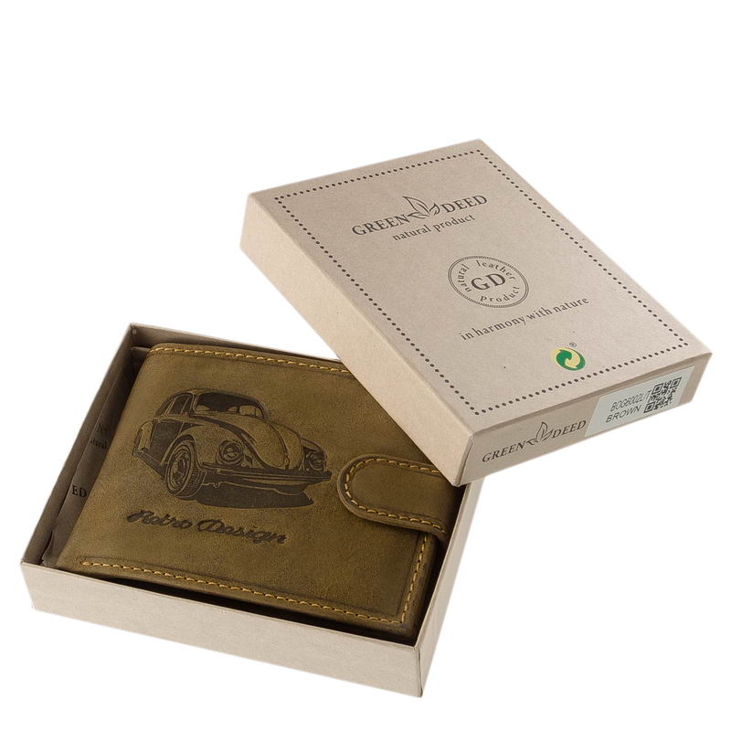 mintas-bor-penztarca-bus-mintaval-GreenDeed-BOG6002LT-barna-03 Minőségi barna színű bőr felhasználásával gyártott férfi pénztárca a GreenDeed márkától, melynek fedelén egy retro autós grafika látható.