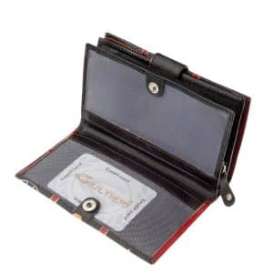 Igazi bőrből készült kézzel festett mintás, minőségi, nagy méretű női pénztárca, melynek valódi bőr külsején dekoratív minta látható.