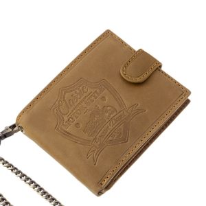 Minőségi bőrből készült, barna és fekete színben gyártott praktikus motoros mintás férfi bőr pénztárca a közkedvelt GREEN DEED családból.