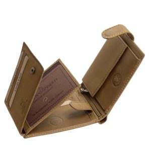 Minőségi bőrből készült, barna és fekete színben gyártott praktikus motoros mintás férfi bőr pénztárca a közkedvelt GREEN DEED családból.