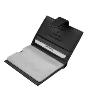 Elegáns csíkozott dizájnnal rendelkező bőr kártyatartó modell, puha tapintású valódi bőrből készítve RFID védelemmel, díszdobozos kivitelben.