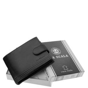 La Scala márkás, klasszikus kialakítású elegáns férfi minőségi gyártású bőr pénztárca puha tapintású valódi bőrből, díszdobozban!