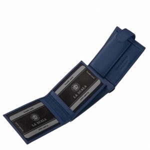 Kellemes tapintású, minőségi valódi bőr férfi pénztárca, sportos kialakítással és beépített RFID védelemmel, díszdobozos modellünk.