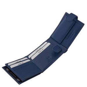 Kellemes tapintású, minőségi valódi bőr férfi pénztárca, sportos kialakítással és beépített RFID védelemmel, díszdobozos modellünk.