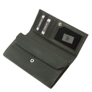 LA SCALA márkás nagyméretű női pénztárca természetes megjelenésű valódi bőr anyagból, RFID védelemmel gyártott díszdobozos modell.