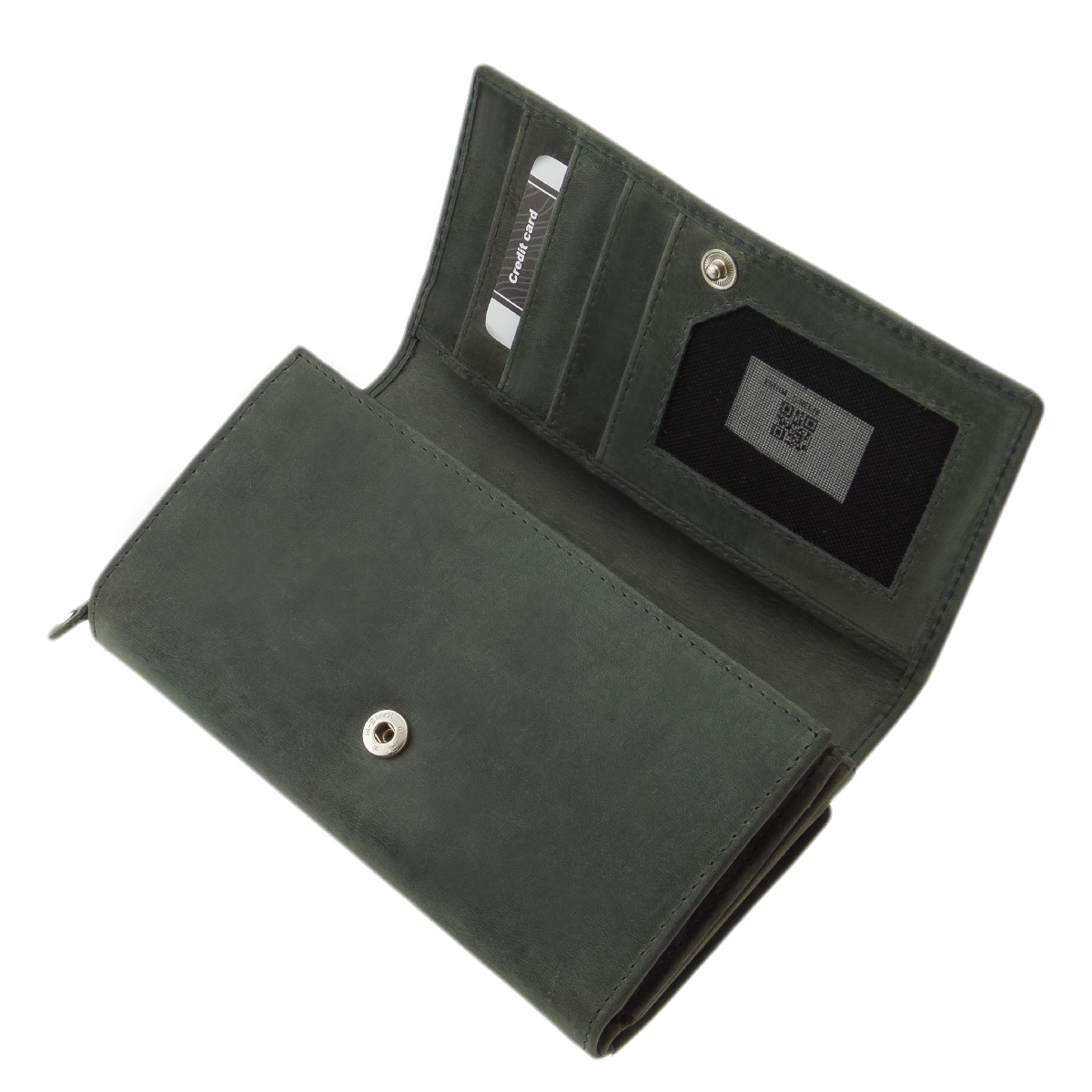 bor-noi-sokfunkcios-penztarca-vadasz-La-Scala-#-LSH04-#-zold-05 Nagyméretű női pénztárca, természetes hatású, matt valódi bőr felülettel, RFID védelemmel rendelkező La Scala márkás modellünk.