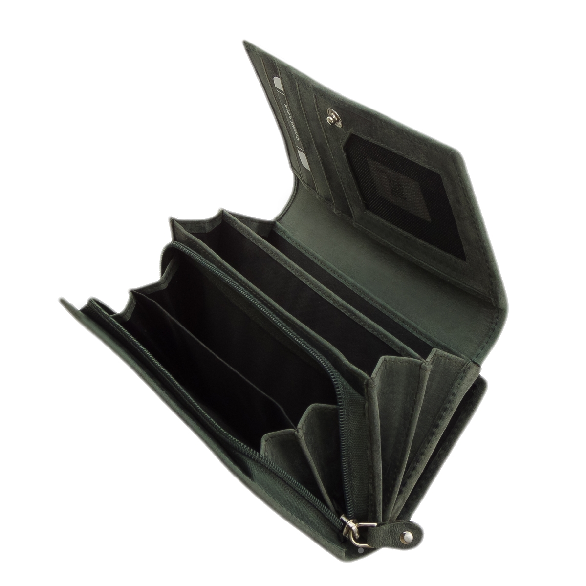 bor-noi-sokfunkcios-penztarca-vadasz-La-Scala-#-LSH04-#-zold-06 Nagyméretű női pénztárca, természetes hatású, matt valódi bőr felülettel, RFID védelemmel rendelkező La Scala márkás modellünk.