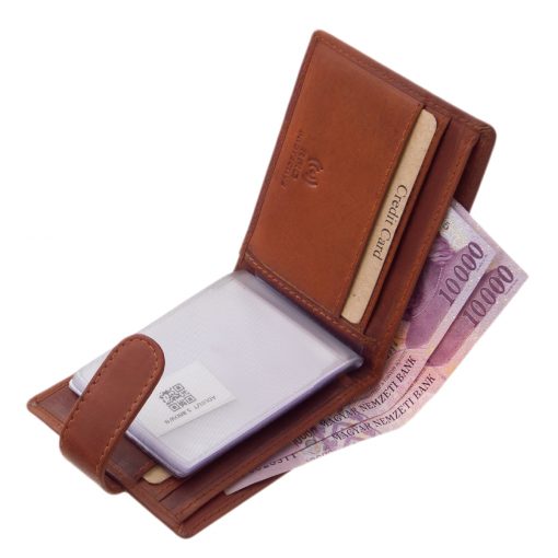 A kis méretű pénztárca kedvelői számára gyártott, díszdobozos, minőségi bőr pénztárca kivehető kártyatartóval és beépített RFID védelemmel.