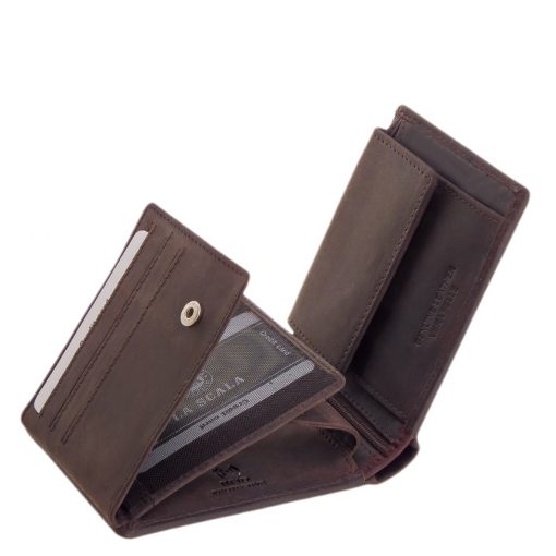 Vintage stílusban készült ez a természetes valódi bőr felülettel rendelkező minőségi férfi pénztárca, mely RFID védelemmel biztosítja adatait
