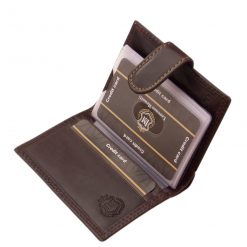 Fényes felületű, ötletes dizájnnal rendelkező díszdobozos valódi bőr kártyatartó modell, mely a Lorenzo Menotti márkacsalád minőségi terméke.