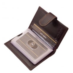 Fényes felületű, ötletes dizájnnal rendelkező díszdobozos valódi bőr kártyatartó modell, mely a Lorenzo Menotti márkacsalád minőségi terméke.