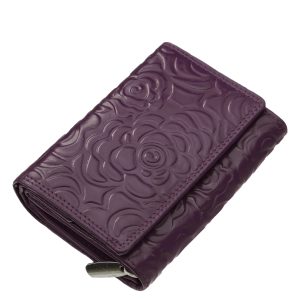 Trendi, kisméretű női bőr pénztárca igényes, virág mintás kivitelben, valódi bőr alapanyagból. Díszdobozos termék, dekoratív fényes külsővel.