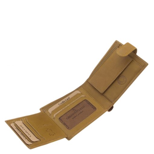 Rusztikus jellegű, barna színű minőség valódi bőrből készült mintás horgász férfi bőr pénztárca a GreenDeed minőségi termékcsaládból.