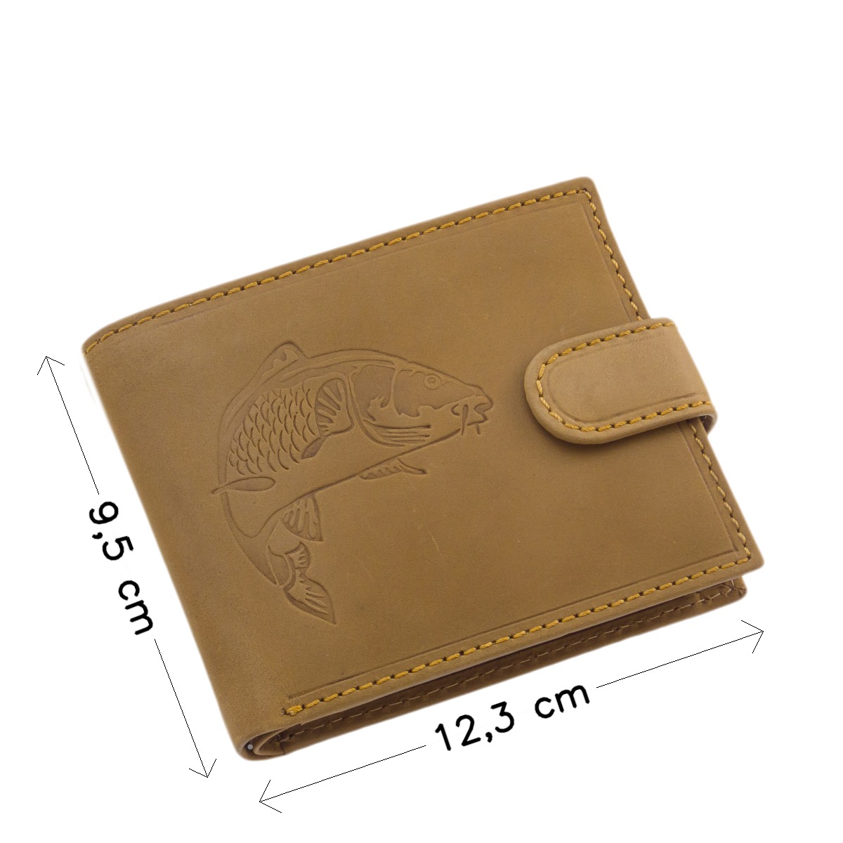 Horgász férfi bőr pénztárca ponty mintával világos barna RFID VAPR99/T - Image 4