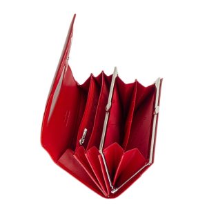 Prémium minőségű, elegáns fényű bőrből készült piros női divat bőr pénztárca, melynek fedelét a Nicole márka letisztult logója díszíti.