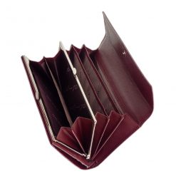 Minőségi, piros, fényes lakk, croco bőrből készült, elegáns megjelenésű és dekoratív női pénztárca, igényes, fém NICOLE márkajelzéssel.