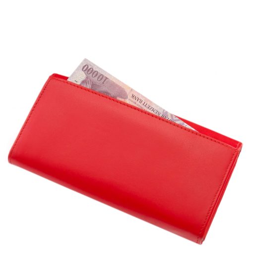 Egyedi dizájnnal rendelkező, minőségi bőr női pénztárca nagy méretű kialakítással és RFID védelemmel, igazán divatos modellünk.