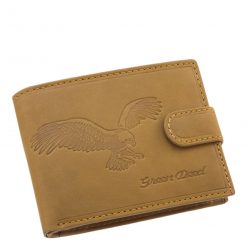 GreenDeed logóval ellátott igazi bőr pénztárca mely sas mintás minőségi, részletgazdag benyomással készült barna színben.
