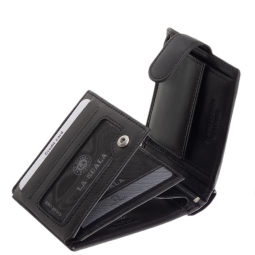 Elegáns külsővel rendelkező puha bőr férfi pénztárca, mely biztonságos használatot garantál RFID védelmével, minőségi díszdobozos kiadás.