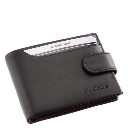 A La Scala márkacsalád, kis méretű, praktikus valódi bőr férfi pénztárca modellje, mely RFID védelmet is tartalmaz, díszdobozos kiadásban.