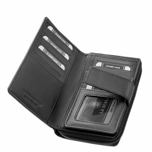 RFID védelemmel is ellátott divatos megjelenésű női pénztárca valódi bőr alapanyagból, kiváló minőségben elkészítve, minőségi díszdobozban.