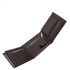 Minőségi, prémium kategóriás férfi pénztárca a Corvo Bianco kínálatából elegáns valódi bőr külsővel, RFID védelemmel, díszdobozban.