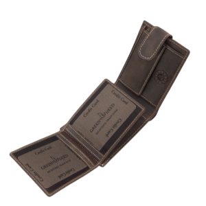 Remekül kihasználható, kisméretű, valódi bőr férfi pénztárca modell, mely rusztikus felületével a vadász pénztárca kollekciót gyarapítja.