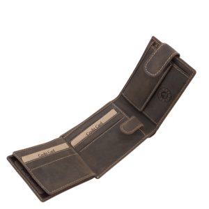 Remekül kihasználható, kisméretű, valódi bőr férfi pénztárca modell, mely rusztikus felületével a vadász pénztárca kollekciót gyarapítja.